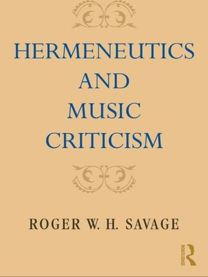 cover image of Hermeneutics and Music Criticism